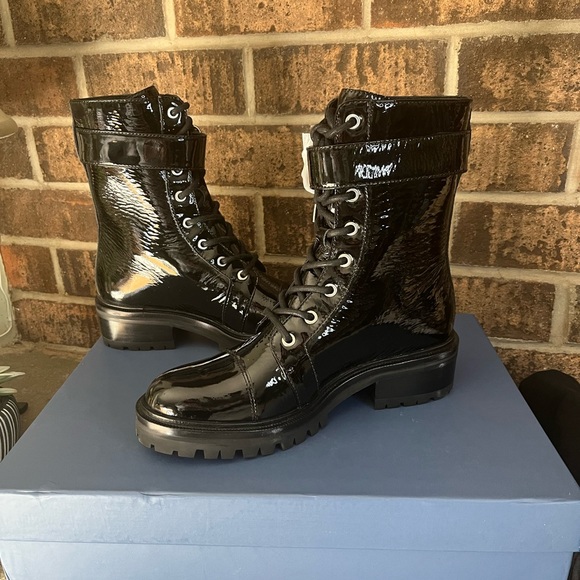 Paige Bailey Combat Boot Black Patent Leather size 8.5M - Picture 3 of 12